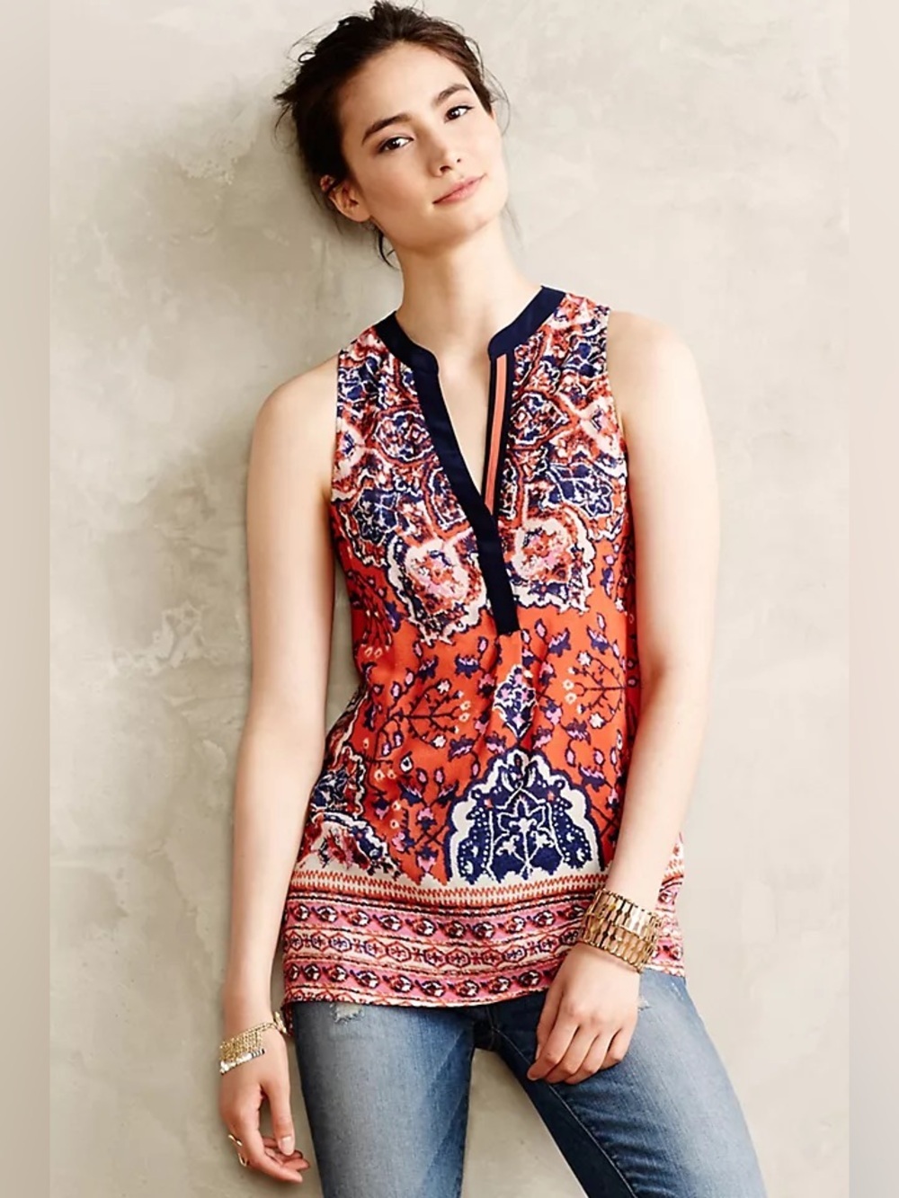 Vanessa Virginia from Anthropologie Women’s Finn Tank in Orange, Size Small